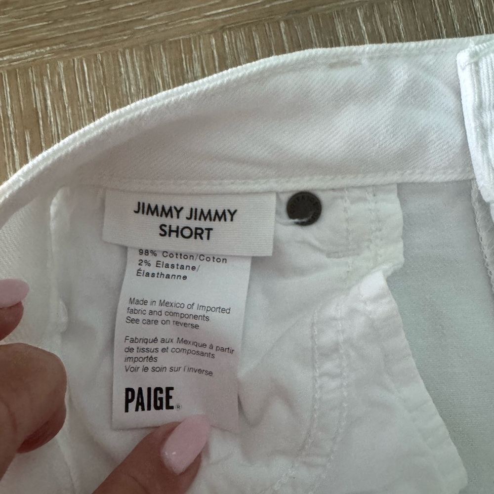 PAIGE White Jimmy Jimmy Jean Shorts Distressed Raw Hem - Picture 5 of 6